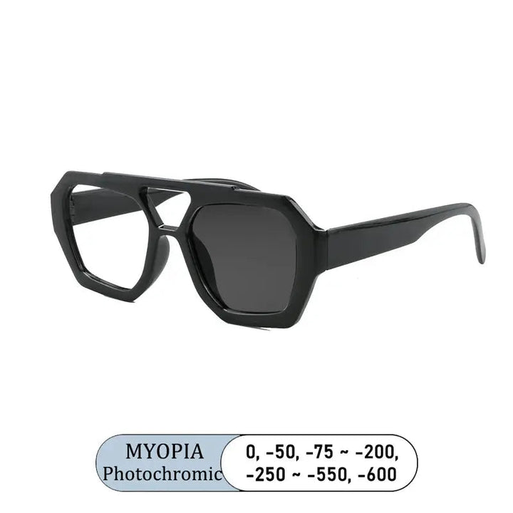 Kocolior Unisex Full Rim Polygon Double Bridge Tr 90 Reading Glasses 220033 - PHOTO Black