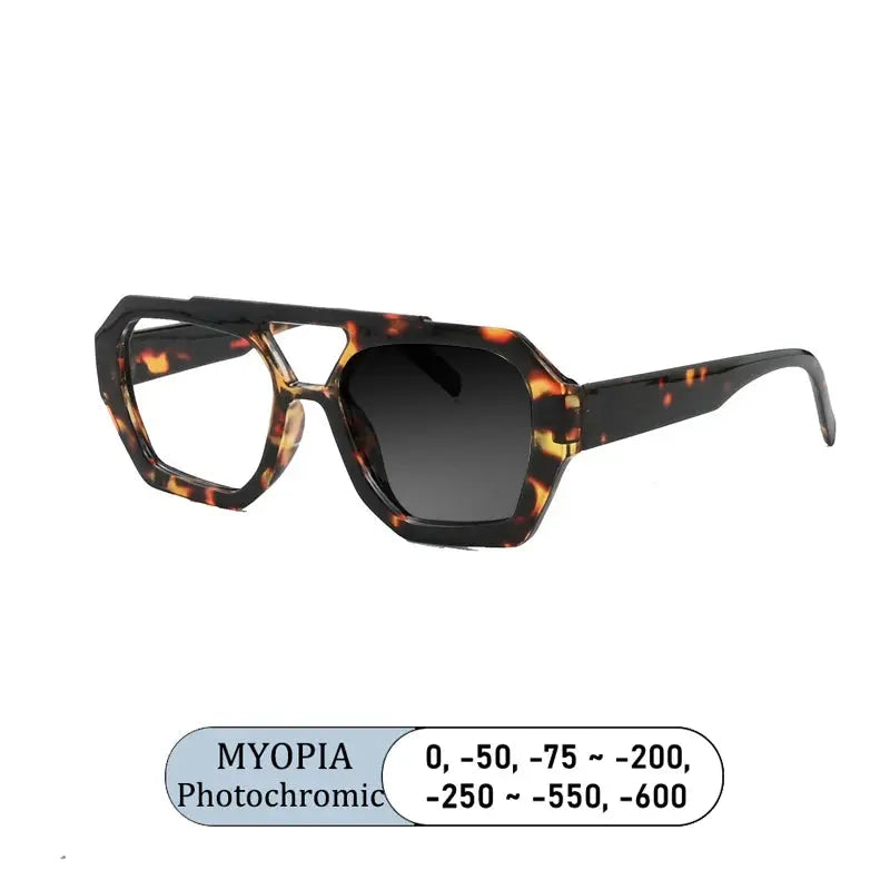 Kocolior Unisex Full Rim Polygon Double Bridge Tr 90 Reading Glasses 220033 - PHOTO Leopard