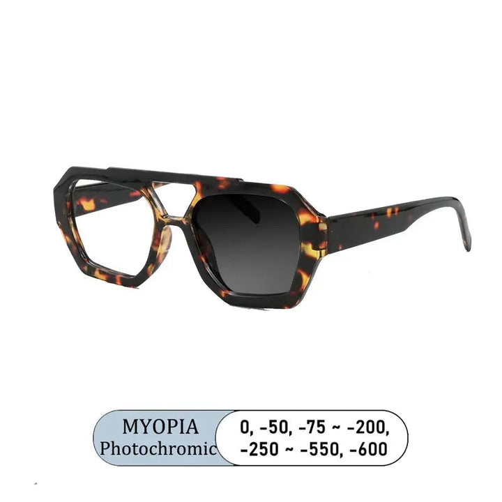 Kocolior Unisex Full Rim Polygon Double Bridge Tr 90 Reading Glasses 220033 - PHOTO Leopard