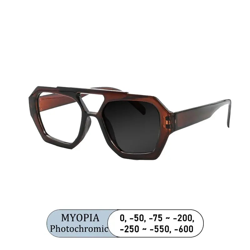 Kocolior Unisex Full Rim Polygon Double Bridge Tr 90 Reading Glasses 220033 - PHOTO Brown