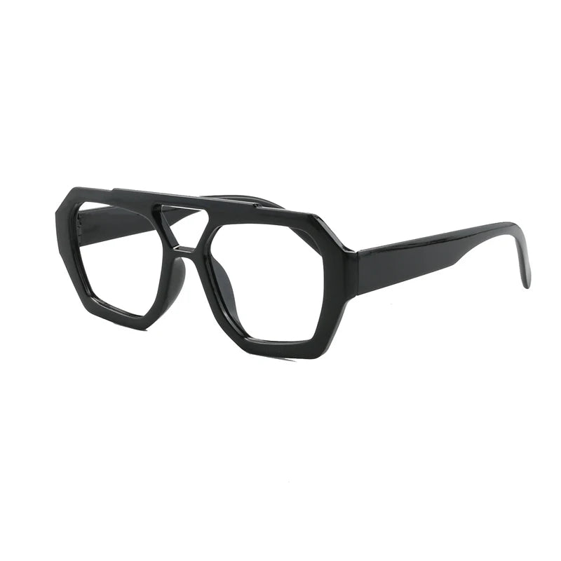 Kocolior Unisex Full Rim Polygon Double Bridge Tr 90 Reading Glasses 220033 - Black