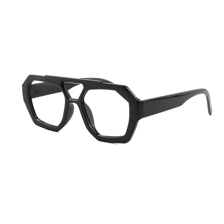 Kocolior Unisex Full Rim Polygon Double Bridge Tr 90 Reading Glasses 220033 - Black