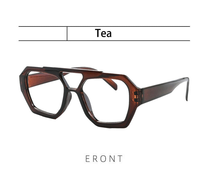 Kocolior Unisex Full Rim Polygon Double Bridge Tr 90 Reading Glasses 220033 - Brown