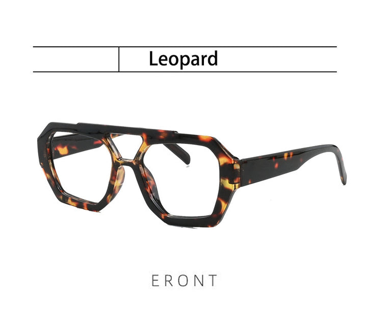 Kocolior Unisex Full Rim Polygon Double Bridge Tr 90 Reading Glasses 220033 - Leopard