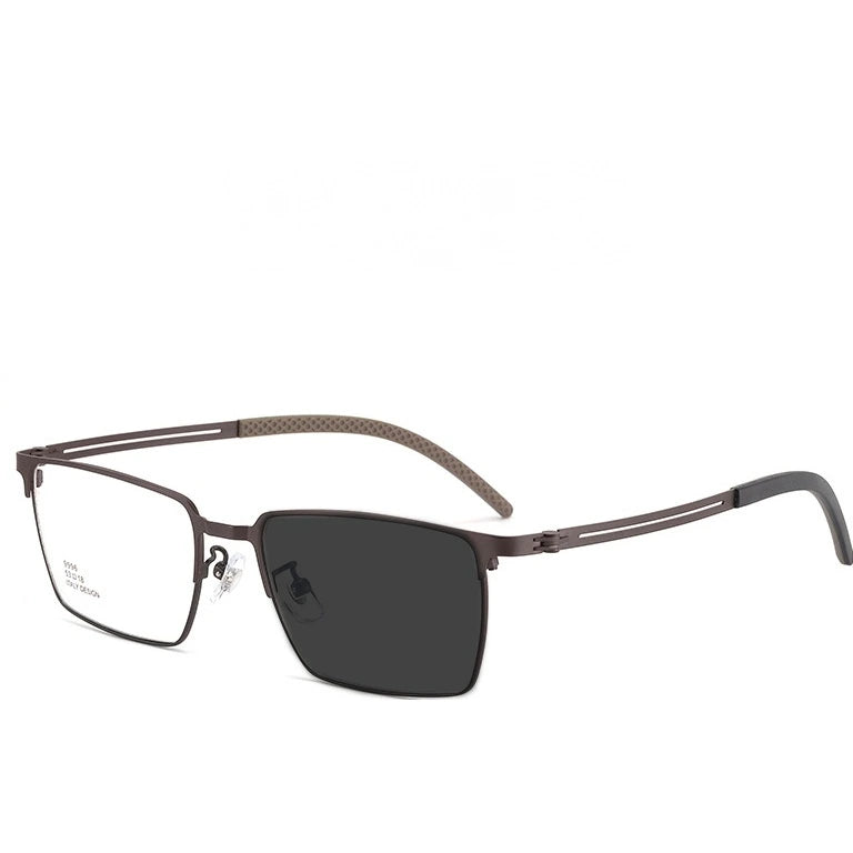 Kocolior Unisex Full Rim Polygon Square Alloy Reading Glasses 79996 - PHOTO Coffee / 0