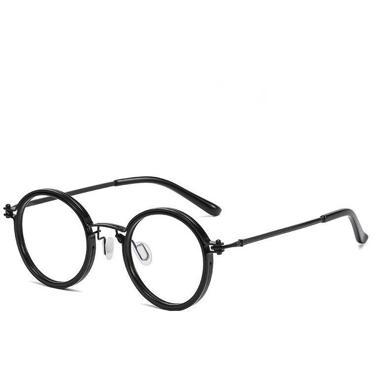 Kocolior Unisex Full Rim Round Acetate Alloy Hyperopic Reading Glasses 10749 - Black / 0