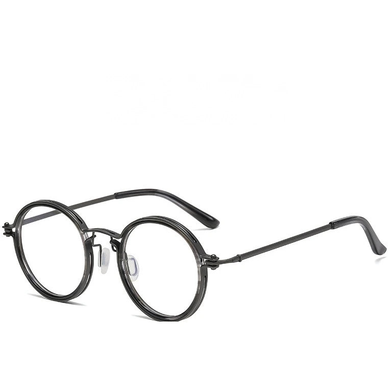 Kocolior Unisex Full Rim Round Acetate Alloy Hyperopic Reading Glasses 10749 - Gun / 0