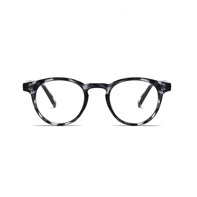 Kocolior Unisex Full Rim Round Acetate Hyperopic Reading Glasses 3313 - Pattern Black / 0