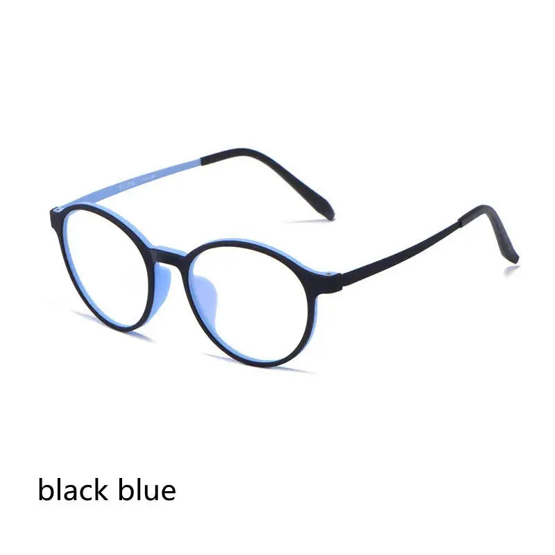 Kocolior Unisex Full Rim Round Rubber Titanium Hyperopic Reading Glasses 9135 - Black Blue