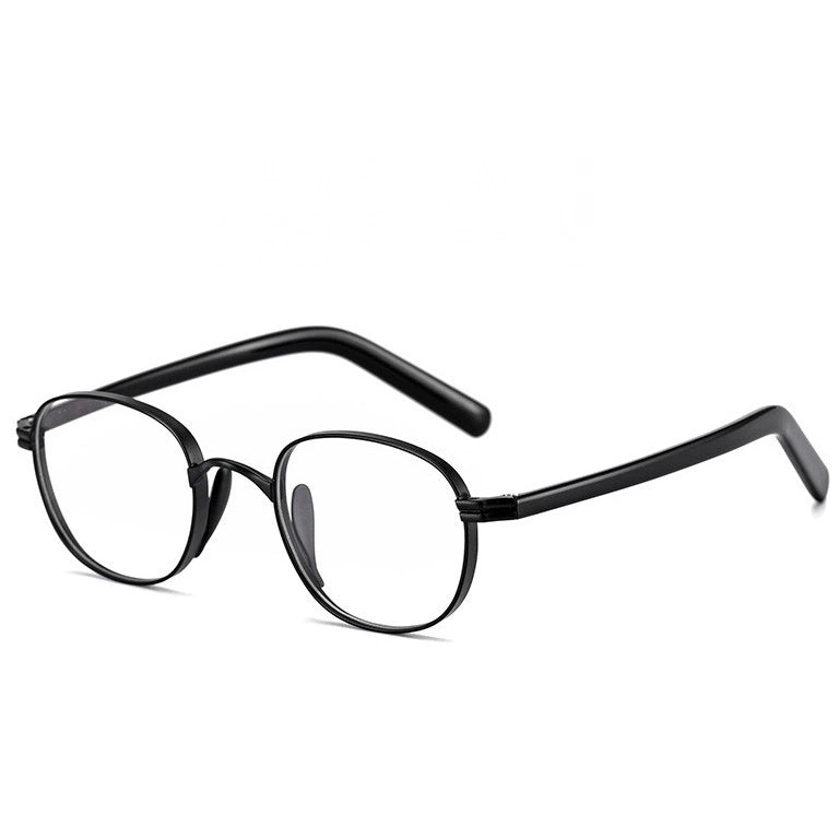 Kocolior Unisex Full Rim Round Titanium Hyperopic Reading Glasses 8017 - Black / 0