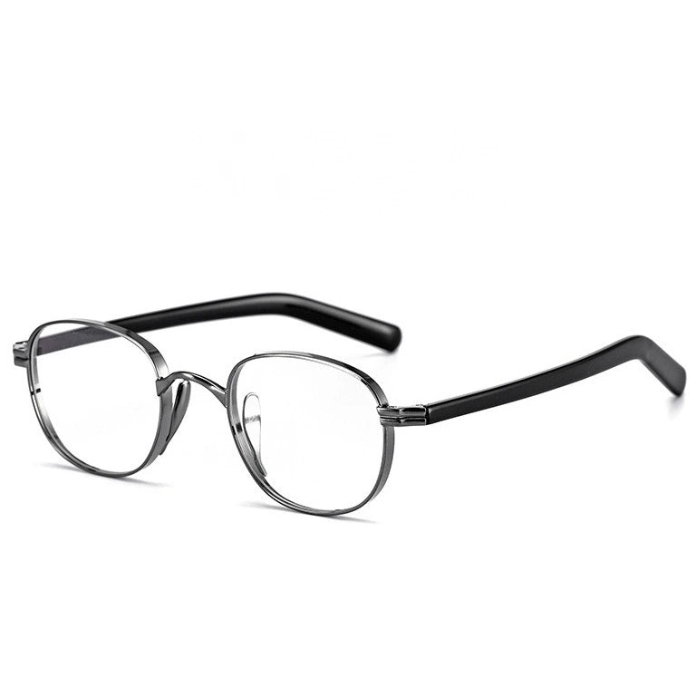 Kocolior Unisex Full Rim Round Titanium Hyperopic Reading Glasses 8017 - Gun / 0