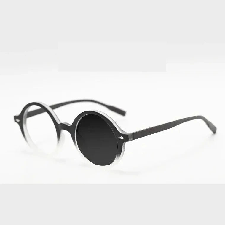 Kocolior Unisex Full Rim Round Tr 90 Alloy Photochromic Reading Glasses 75260 - PHOTO Black White / Myopia-225