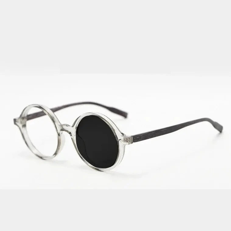 Kocolior Unisex Full Rim Round Tr 90 Alloy Photochromic Reading Glasses 75260 - PHOTO Gray / Myopia-500