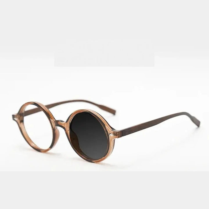 Kocolior Unisex Full Rim Round Tr 90 Alloy Photochromic Reading Glasses 75260 - PHOTO Tea / Myopia-500