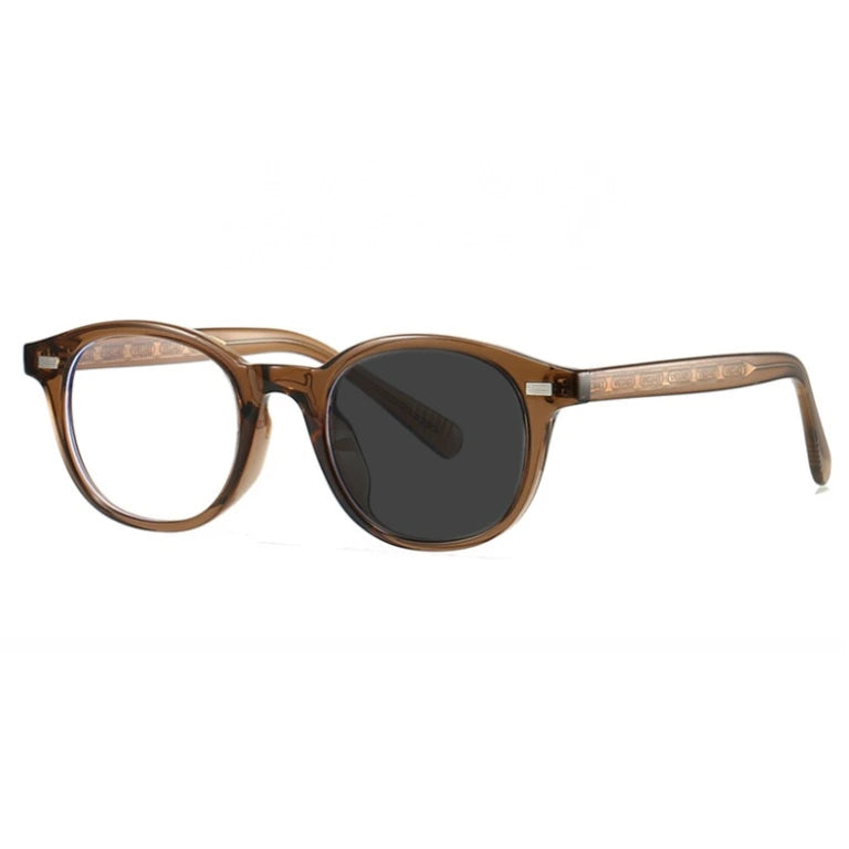 Kocolior Unisex Full Rim Round Tr 90 Photochromic Reading Glasses 28017 - PHOTO Brown / +450