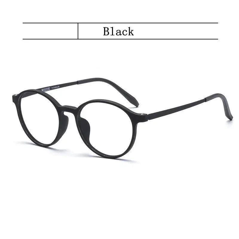 Kocolior Unisex Full Rim Round Tr 90 Titanium Hyperopic Reading Glasses 3050 - Black