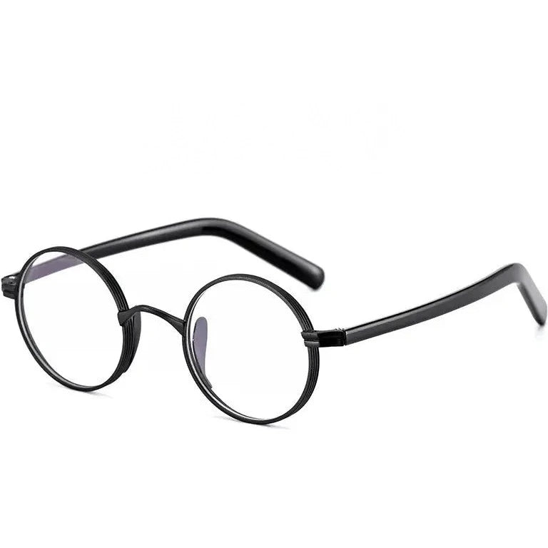 Kocolior Unisex Full Rim Small Round Titanium Hyperopic Reading Glasses 0881 - Black / 0