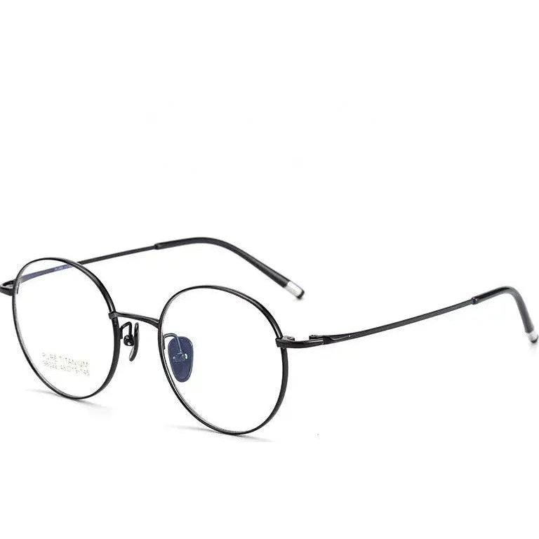 Kocolior Unisex Full Rim Small Round Titanium Eyeglasses 98022 - Black / China