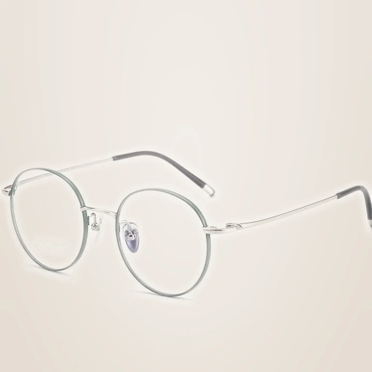 Kocolior Unisex Full Rim Small Round Titanium Eyeglasses 98022 - Green / China
