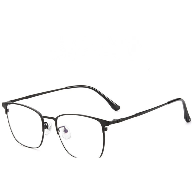 Kocolior Unisex Full Rim Square Acetate Alloy Hyperopic Reading Glasses 91872 - Black / 0
