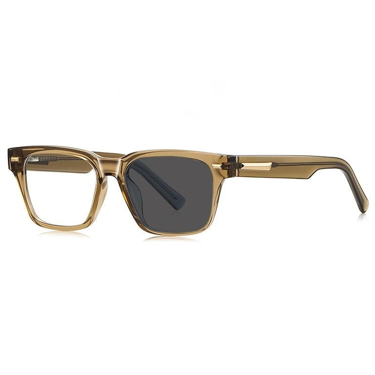Kocolior Unisex Full Rim Square Acetate Photochromic Reading Glasses 421035 - PHOTO Tea / +175
