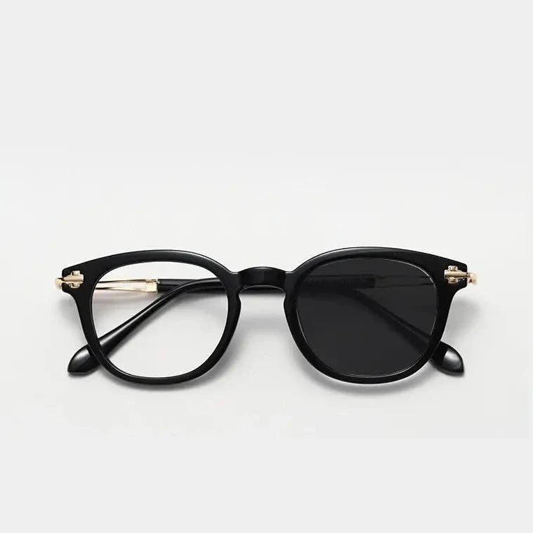 Kocolior Unisex Full Rim Square Alloy Acetate Photochromic  Reading Glasses 86058 - PHOTO Black / 0