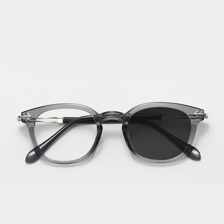 Kocolior Unisex Full Rim Square Alloy Acetate Photochromic  Reading Glasses 86058 - PHOTO Gray / 0