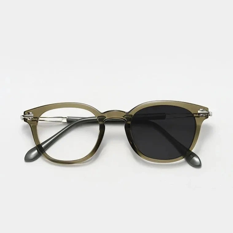 Kocolior Unisex Full Rim Square Alloy Acetate Photochromic  Reading Glasses 86058 - PHOTO Green / +50