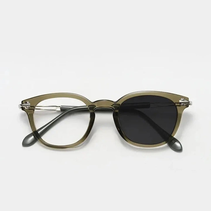 Kocolior Unisex Full Rim Square Alloy Acetate Photochromic  Reading Glasses 86058 - PHOTO Green / +50