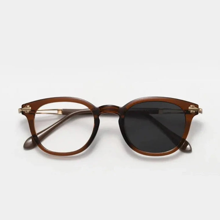 Kocolior Unisex Full Rim Square Alloy Acetate Photochromic  Reading Glasses 86058 - PHOTO Tea / +50