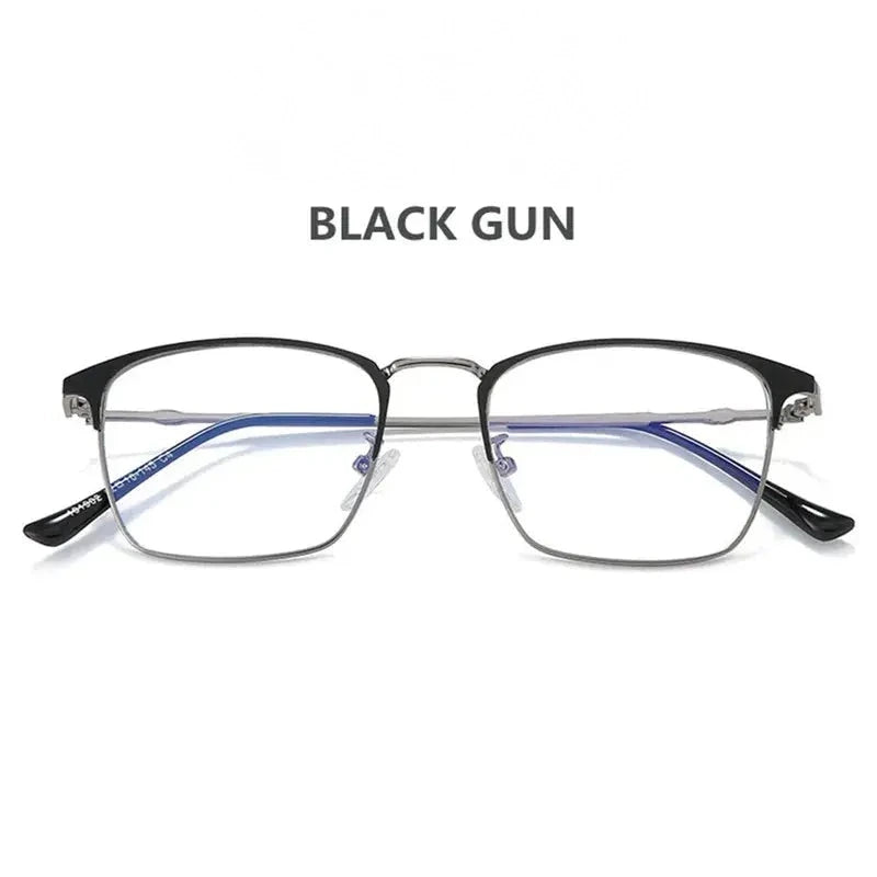 Kocolior Unisex Full Rim Square Alloy Hyperopic Reading Glasses 101902 - Black Gun / China / 0