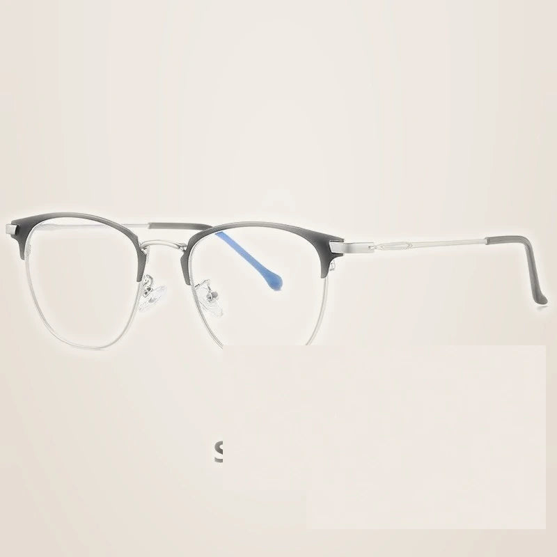 Kocolior Unisex Full Rim Square Alloy Tr 90 Reading Glasses 513389 - Silver Black / CHINA / 0