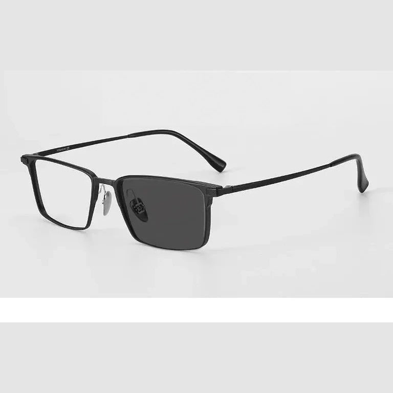 Kocolior Unisex Full Rim Square Aluminum Magnesium Titanium Photochromic Reading Glasses 628003 - PHOTO Black / +275