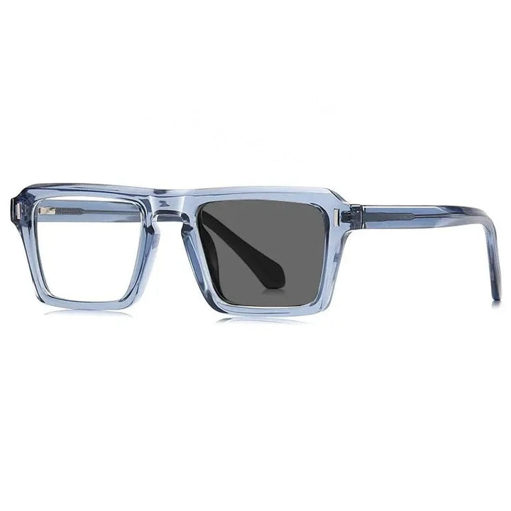 Kocolior Unisex Full Rim Square Brow Line Acetate Photochromic Reading Glasses 511049 - Photochromic Blue / CHINA / 0