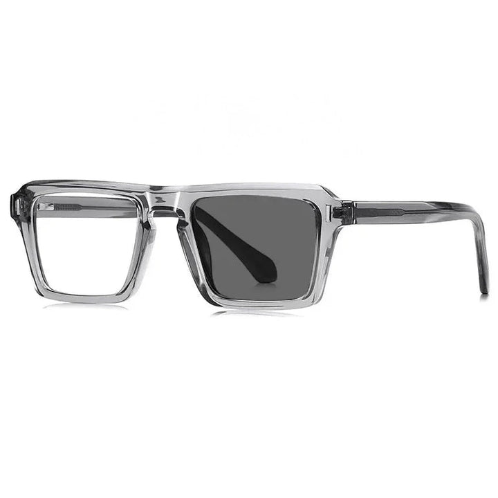 Kocolior Unisex Full Rim Square Brow Line Acetate Photochromic Reading Glasses 511049 - Photochromic Gray / CHINA / +150