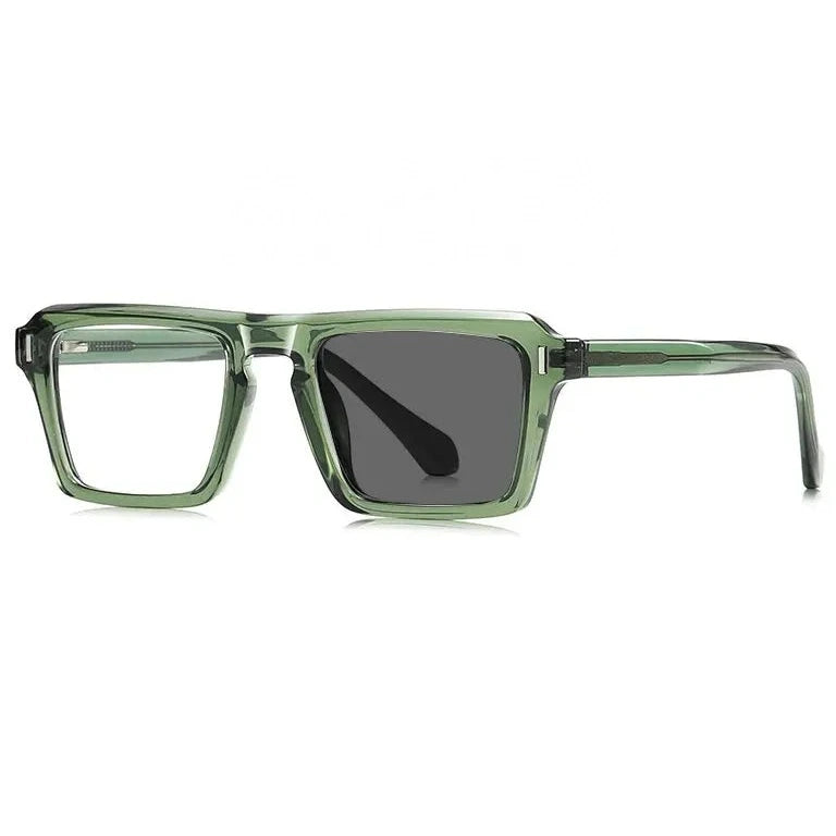 Kocolior Unisex Full Rim Square Brow Line Acetate Photochromic Reading Glasses 511049 - Photochromic Green / CHINA / 0