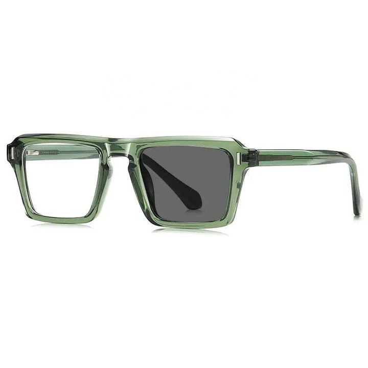 Kocolior Unisex Full Rim Square Brow Line Acetate Photochromic Reading Glasses 511049 - Photochromic Green / CHINA / 0