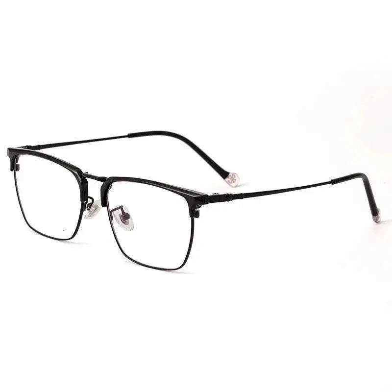 Kocolior Unisex Full Rim Square Titanium Alloy Hyperopic Reading Glasses 8628 - Black / China / 0
