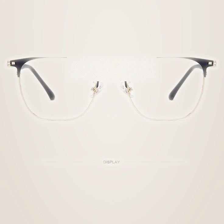 Kocolior Unisex Full Rim Square Titanium Alloy Hyperopic Reading Glasses 6120 - Black Gold / China / 0