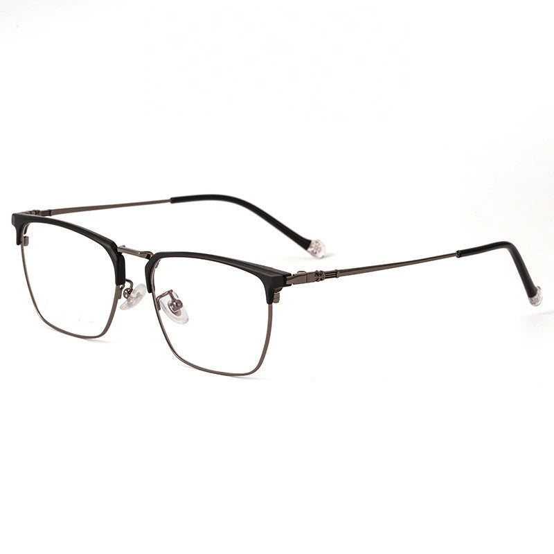 Kocolior Unisex Full Rim Square Titanium Alloy Hyperopic Reading Glasses 8628 - Black Gun / China / 0