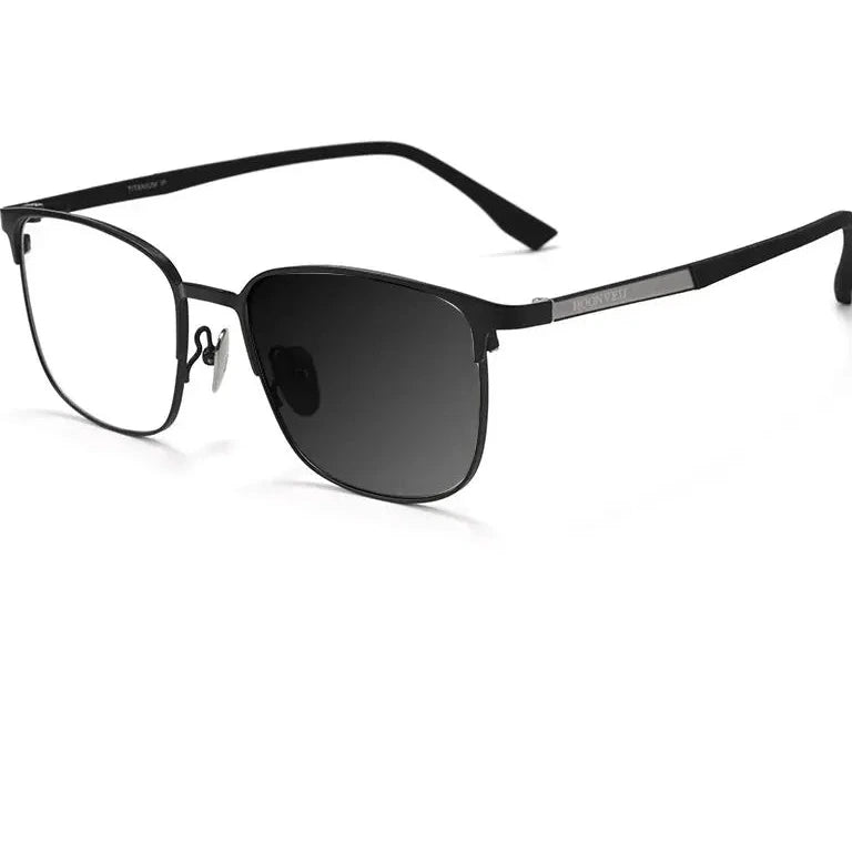 Kocolior Unisex Full Rim Square Tr 90 Alloy Photochromic Reading Glasses 461018 - PHOTO Black / Myopia-150
