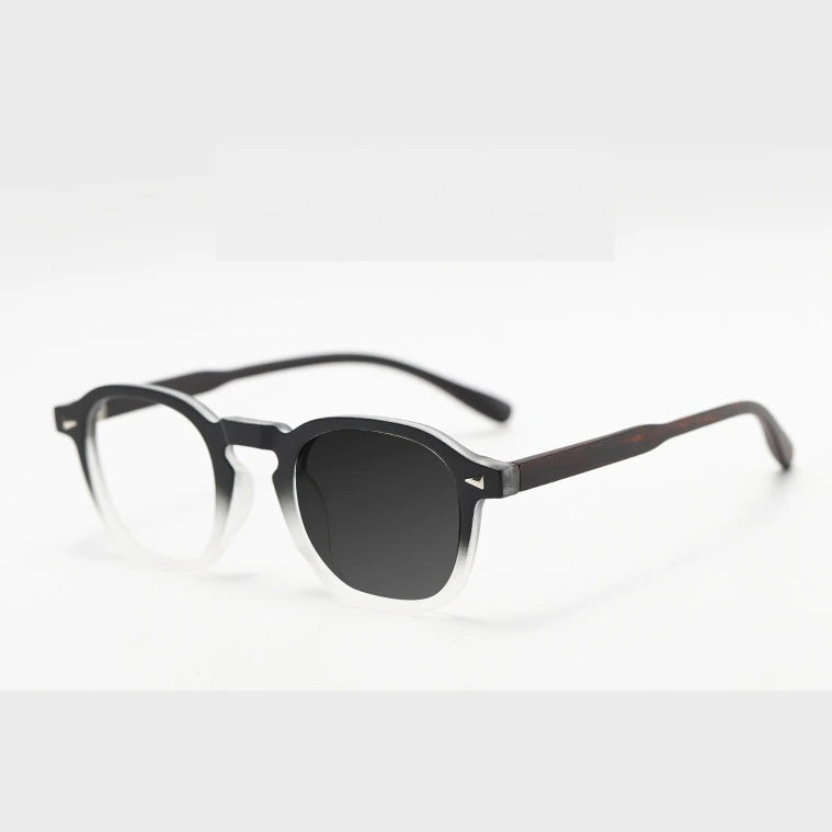 Kocolior Unisex Full Rim Square Tr 90 Alloy Photochromic Reading Glasses 75261 - PHOTO Black White / Myopia-450