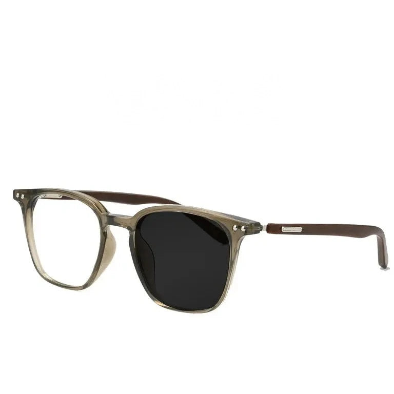 Kocolior Unisex Full Rim Square Tr 90 Alloy Photochromic Reading Glasses 766121 - PHOTO Tea / Myopia-375