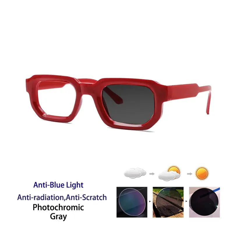 Kocolior Unisex Full Rim Square  Tr 90 Alloy Reading Glasses 71853 - PHOTO Red
