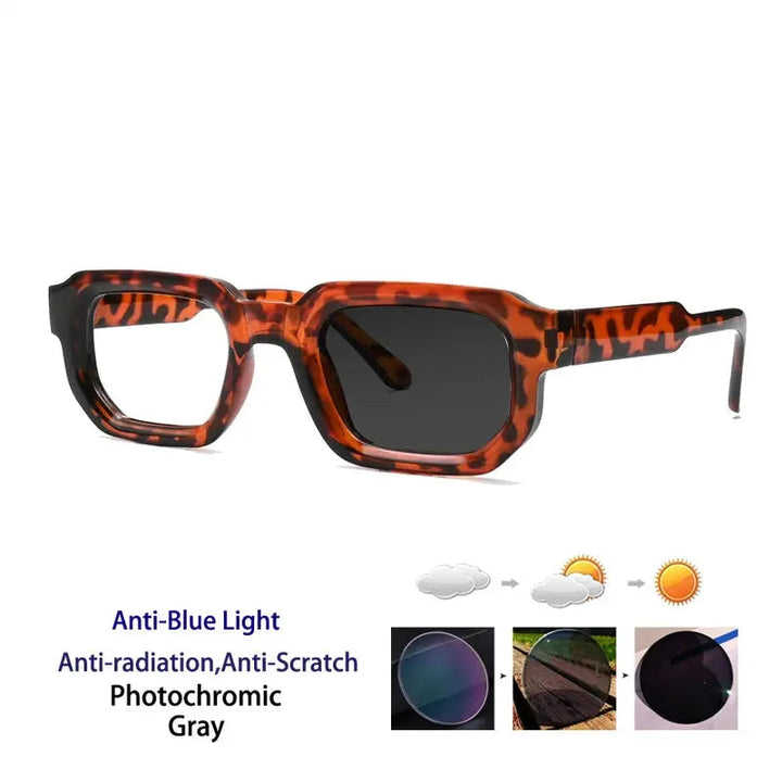 Kocolior Unisex Full Rim Square  Tr 90 Alloy Reading Glasses 71853 - PHOTO Leopard