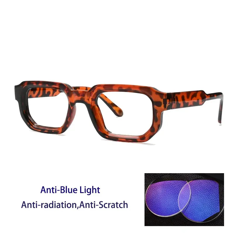 Kocolior Unisex Full Rim Square  Tr 90 Alloy Reading Glasses 71853 - Leopard