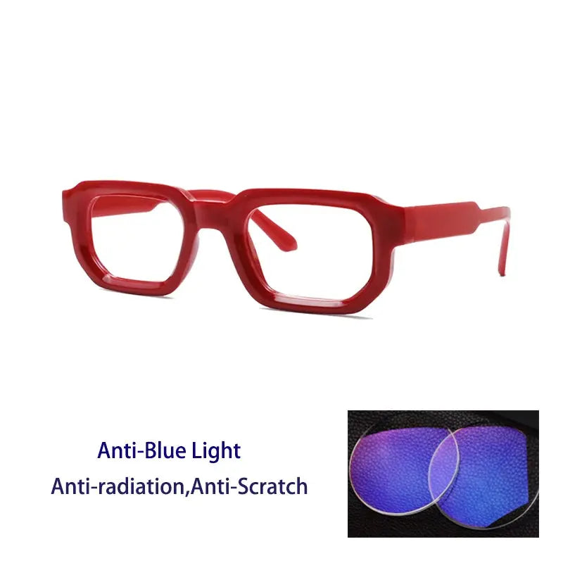 Kocolior Unisex Full Rim Square  Tr 90 Alloy Reading Glasses 71853 - Red