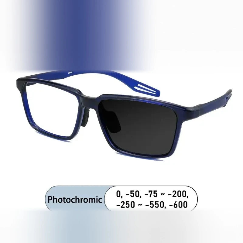 Kocolior Unisex Full Rim Square Tr 90 Photochromic Reading Glasses 725507 - PHOTO Blue / Myopia-425