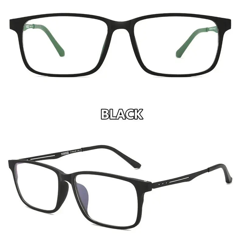Kocolior Unisex Full Rim Square Tr 90 Titanium Hyperopic Reading Glasses F3003 - Black