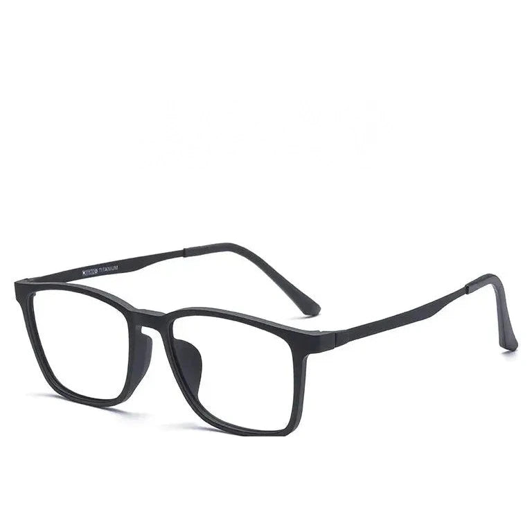 Kocolior Unisex Full Rim Square Tr 90 Titanium Hyperopic Reading Glasses 3067 - Black / +25